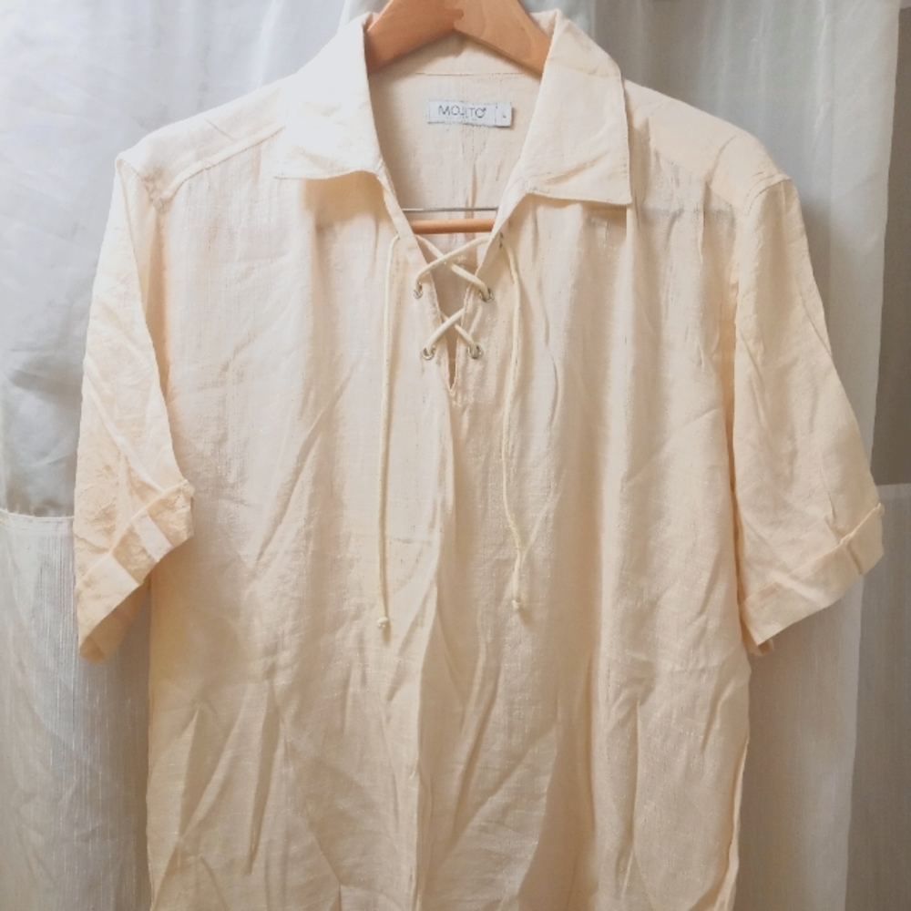 Mojito Silk Blend Lace Up Collar Shirt